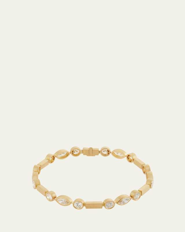 Diamond Navette Ripple Bracelet in 18K Yellow Gold